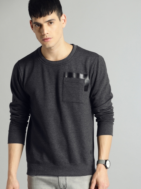 

Roadster Men Grey Melange Solid Sweatshirt