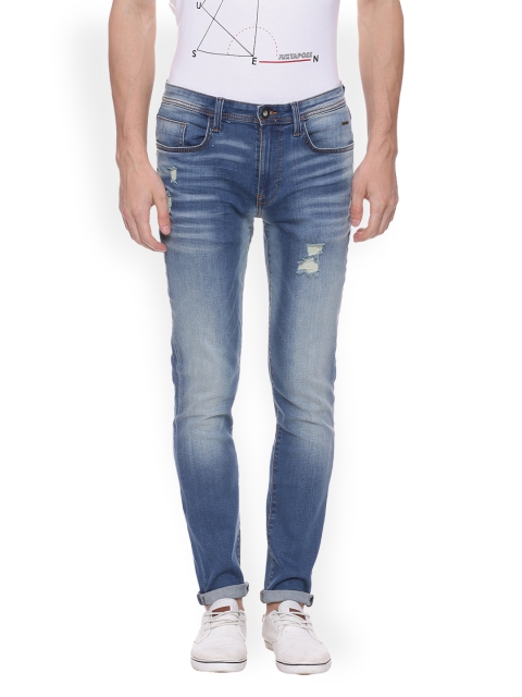 

V Dot Men Blue Slim Fit Mid-Rise Mildly Distressed Jeans