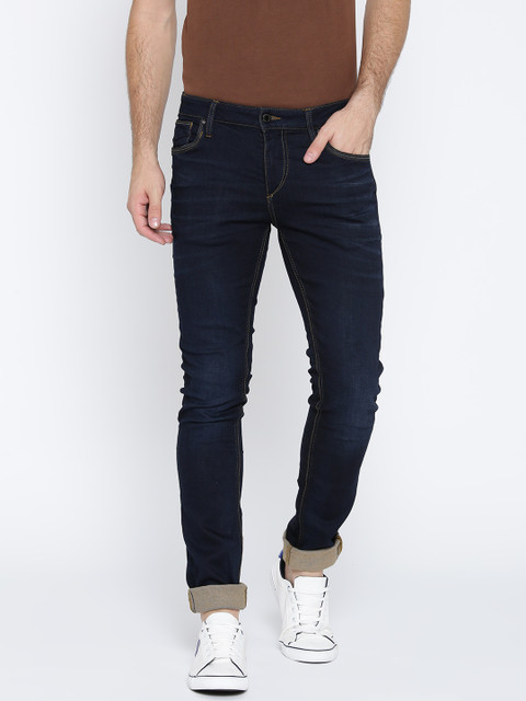 

Jack & Jones Men Navy Skinny Fit Low-Rise Clean Look Stretchable Jeans, Navy blue