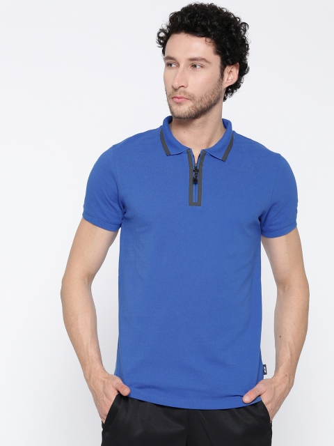 

Jack & Jones Men Blue Slim Fit Solid Polo Collar T-shirt