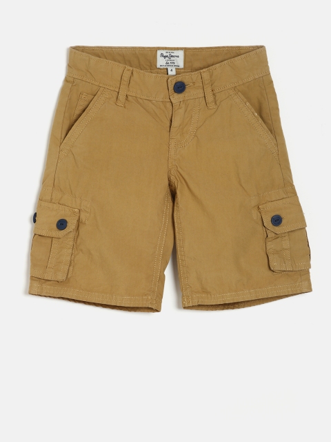 

Pepe Jeans Boys Khaki Solid Regular Fit Cargo Shorts