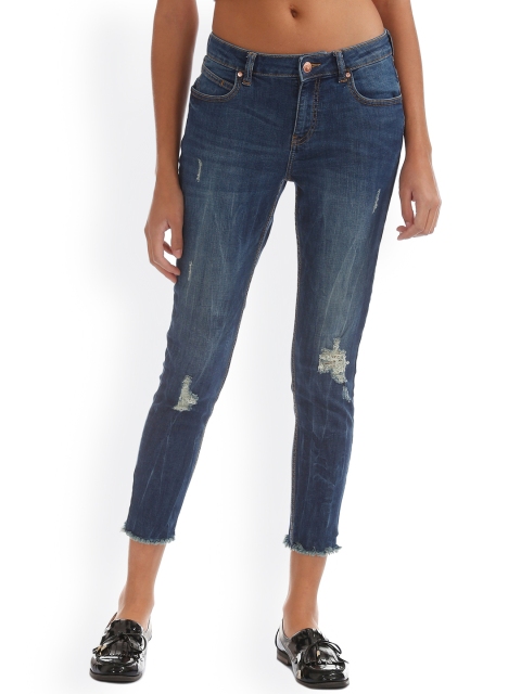 

Flying Machine Women Blue Skinny Fit Mid-Rise Low Distress Stretchable Jeans