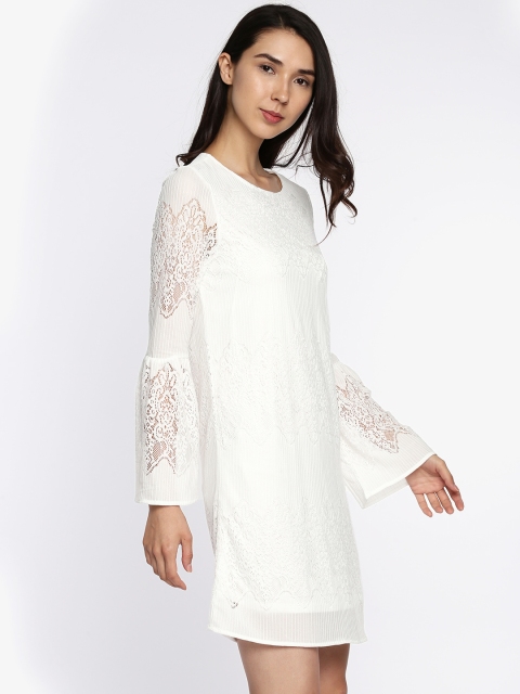 

ONLY Women White Self-Design Sheath Dress