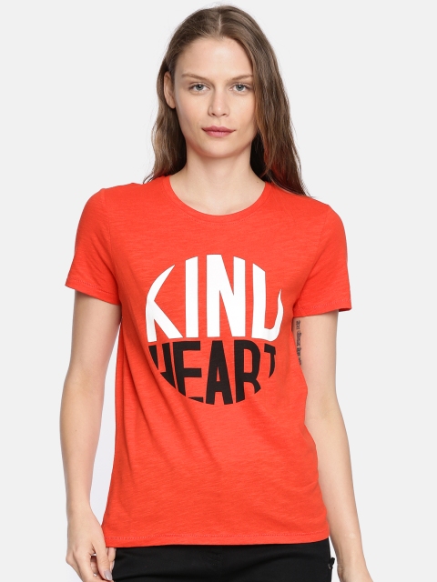 

ONLY Women Red Printed Round Neck T-shirt