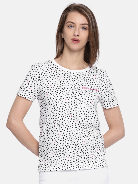 

ONLY Women White Printed Round Neck T-shirt