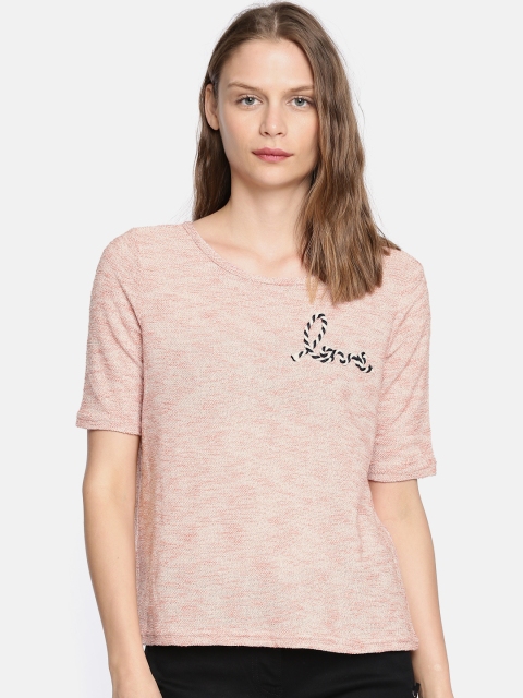 

ONLY Women Pink Self Design Top