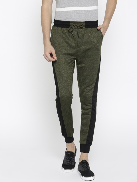 

Harvard Men Olive Green Solid Joggers