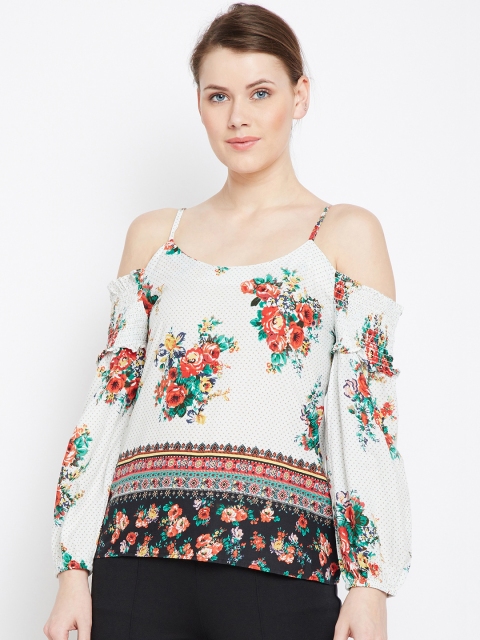 

Oxolloxo Women White Printed Pure Cotton Top