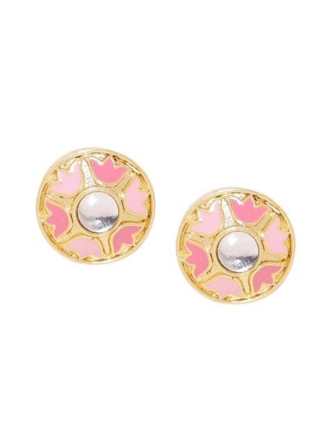 

Studio Voylla Gold-Toned & Pink Circular Studs