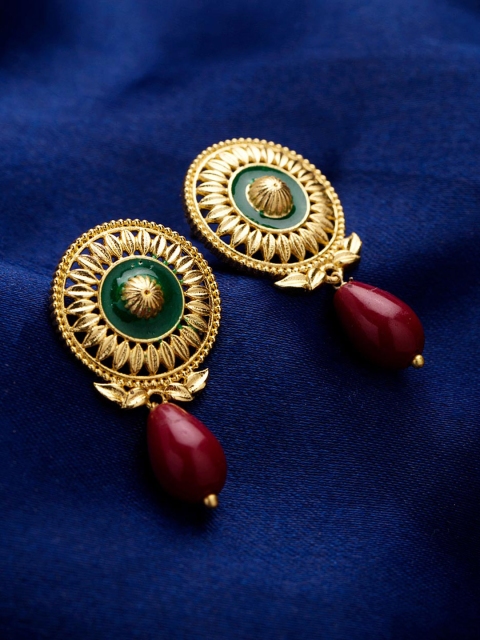 

Studio Voylla Gold-Toned Circular Drop Earrings