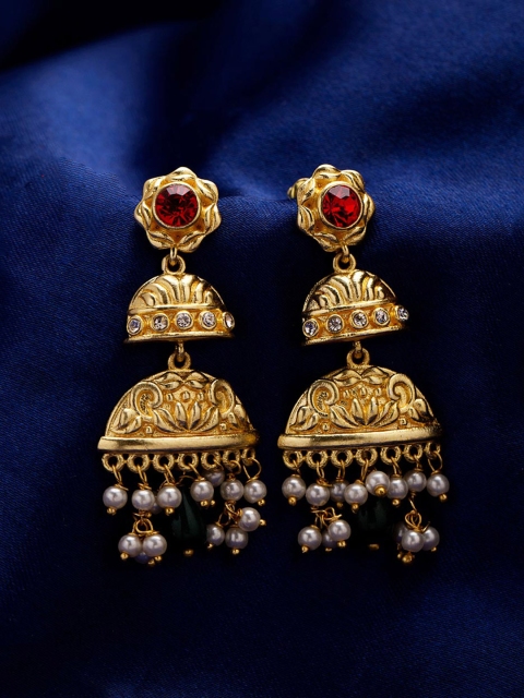

Studio Voylla Gold-Toned Contemporary Jhumkas