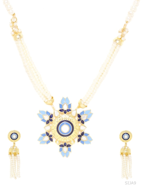 

Studio Voylla Gold-Toned & Blue Enamelled Jewellery Set