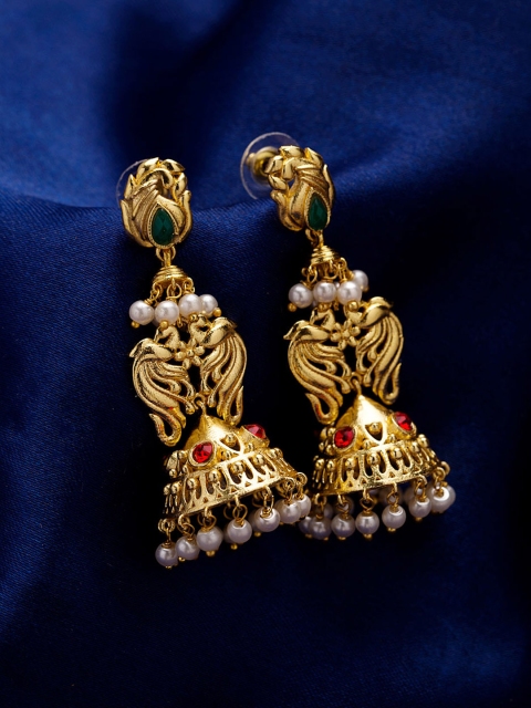

Studio Voylla Gold-Toned Contemporary Jhumka Earrings
