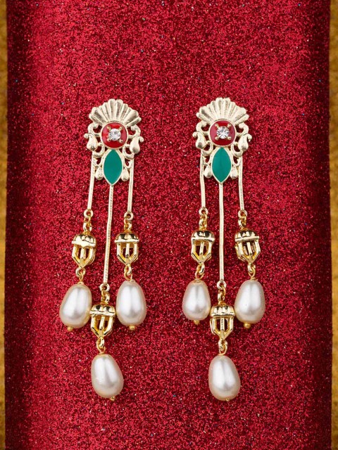 

Studio Voylla Gold-Toned Contemporary Drop Earrings