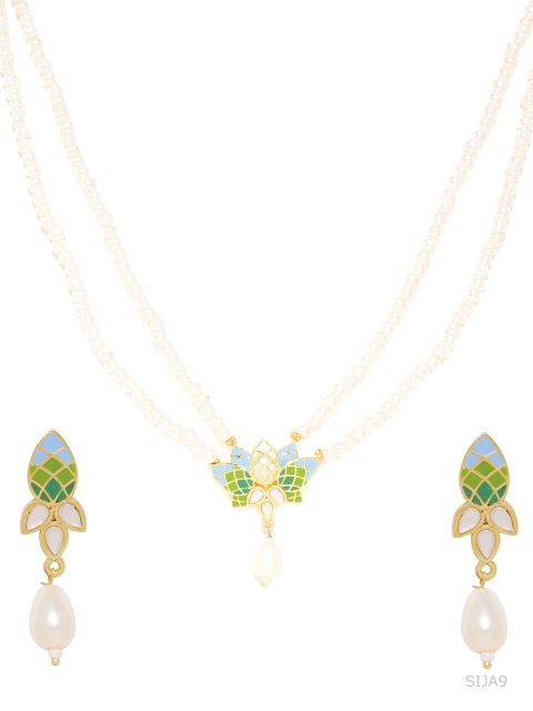 

Studio Voylla Gold-Toned & Green Enamelled Jewellery Set