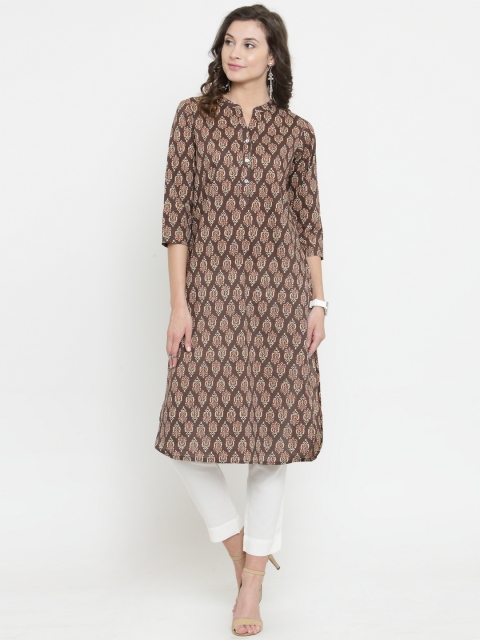 

Varanga Women Brown & Beige Printed Straight Kurta