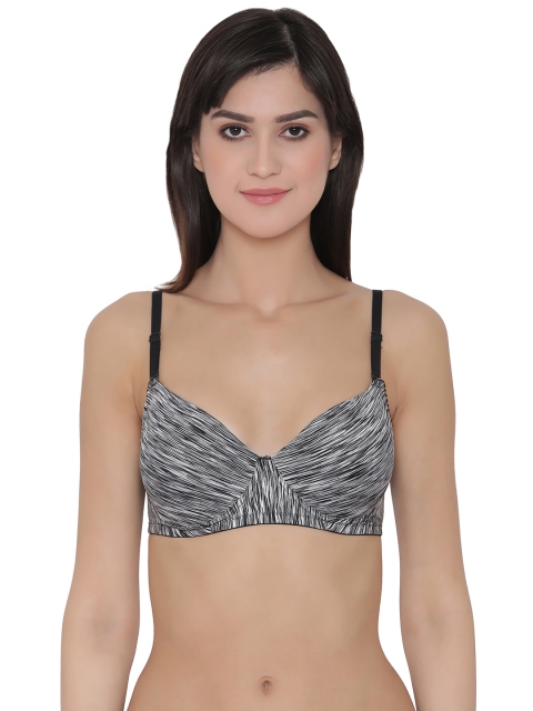 

Clovia Padded Non-Wired Printed Multiway Push-Up T-Shirt Bra, Grey