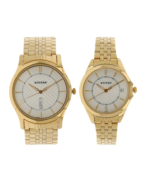 

Titan Men Gold-Toned & Off-White His & Hers Analogue Watch NK16362565YM01