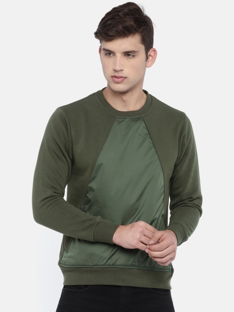 

Roadster Men Olive Green Solid Sweatshirt