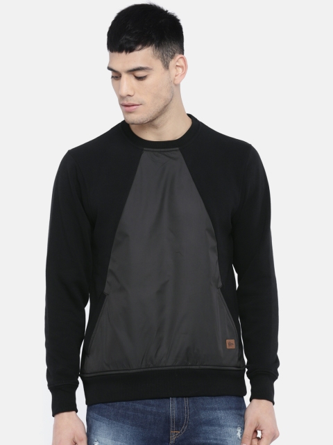 

Roadster Men Black Solid Sweatshirt