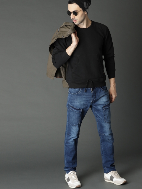 

Roadster Men Black Solid Sweatshirt