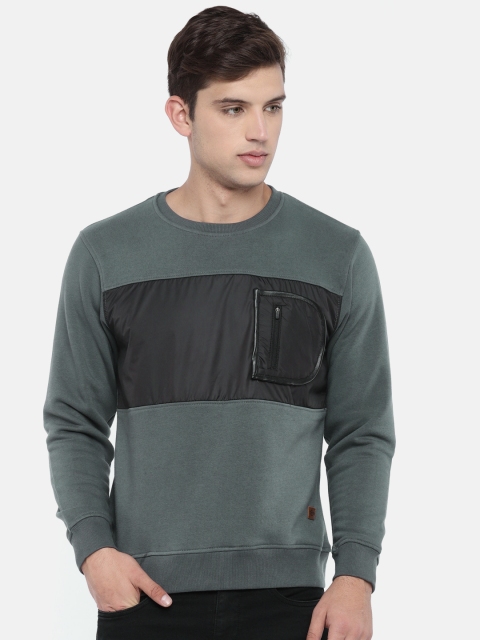 

Roadster Men Grey & Black Colourblocked Sweatshirt