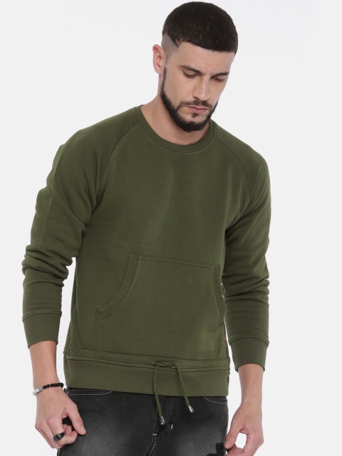 

Roadster Men Olive Green Solid Sweatshirt