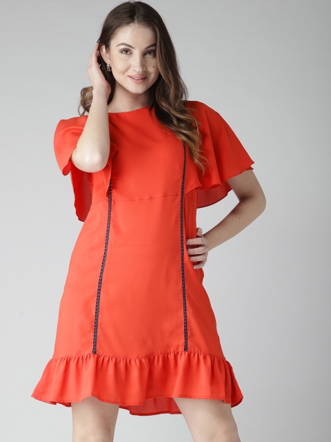 

Style Quotient by noi Women Coral Orange Solid A-line Dress