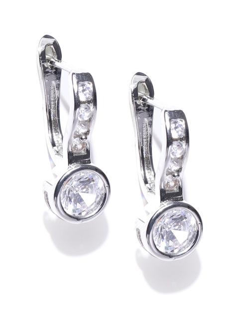 

OOMPH Silver-Plated Handcrafted CZ Studded Geometric Studs