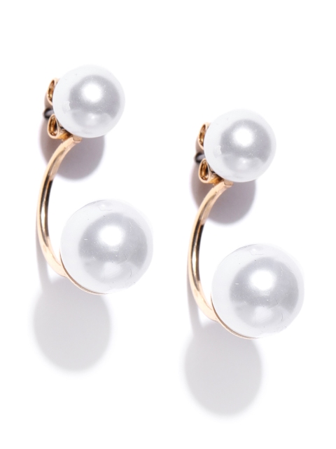 

OOMPH White Gold-Plated Beaded Jacket Earrings