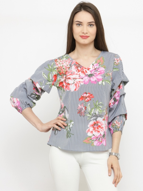 

plusS Women Grey Printed Top