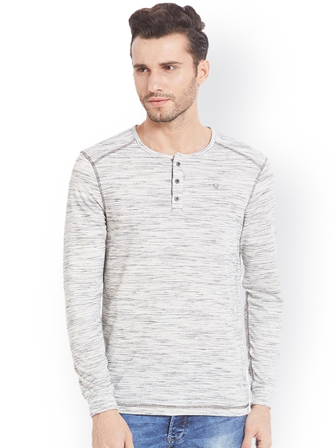 

SPYKAR Men Grey Melange Solid Henley Neck T-shirt