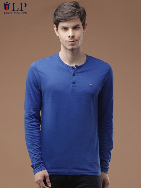 

Louis Philippe Sport Men Blue Solid Henley Neck T-shirt