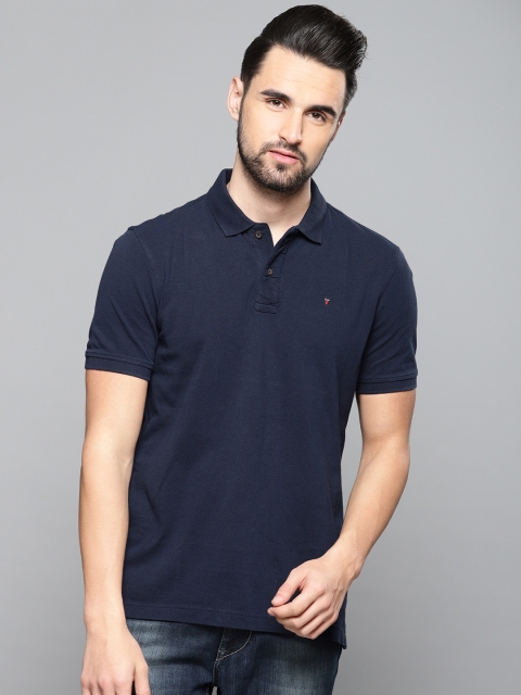 

Louis Philippe Jeans Men Navy Blue Solid Polo Collar T-shirt