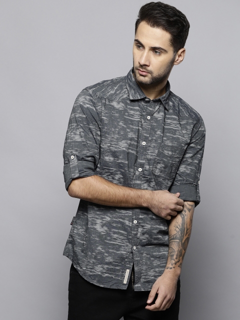 

Louis Philippe Jeans Men Charcoal Grey Super Slim Fit Printed Casual Shirt