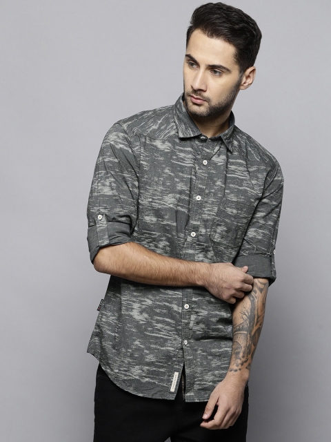 

Louis Philippe Jeans Men Charcoal Grey Super Slim Fit Printed Casual Shirt