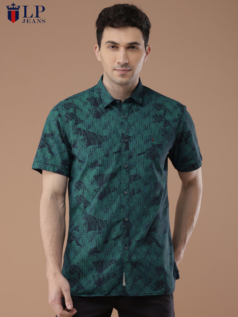 

Louis Philippe Jeans Men Blue & Green Slim Fit Printed Casual Shirt