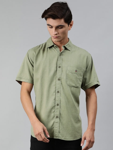 

Louis Philippe Jeans Men Green Slim Fit Solid Casual Shirt