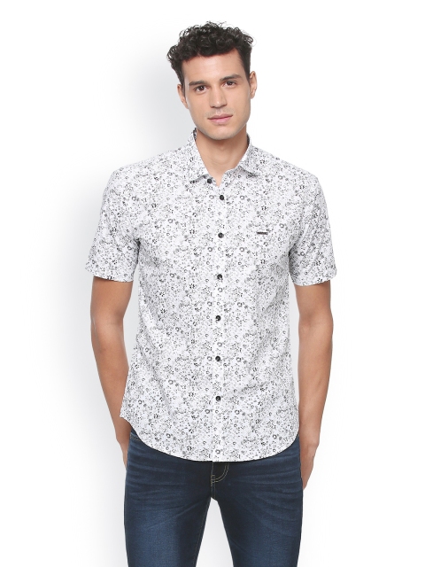 

V Dot Men White & Black Slim Fit Printed Casual Shirt