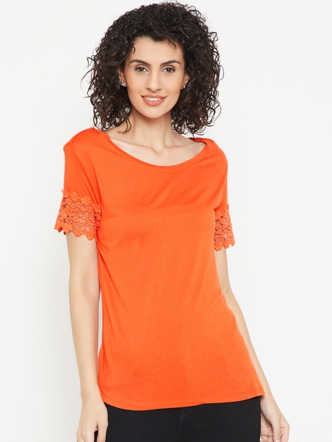 

Cottonworld Women Rust Orange Solid Top