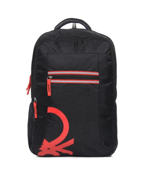 

United Colors of Benetton Unisex Black Brand Logo Backpack