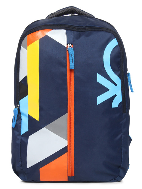 

United Colors of Benetton Unisex Navy Blue Colourblocked Backpack
