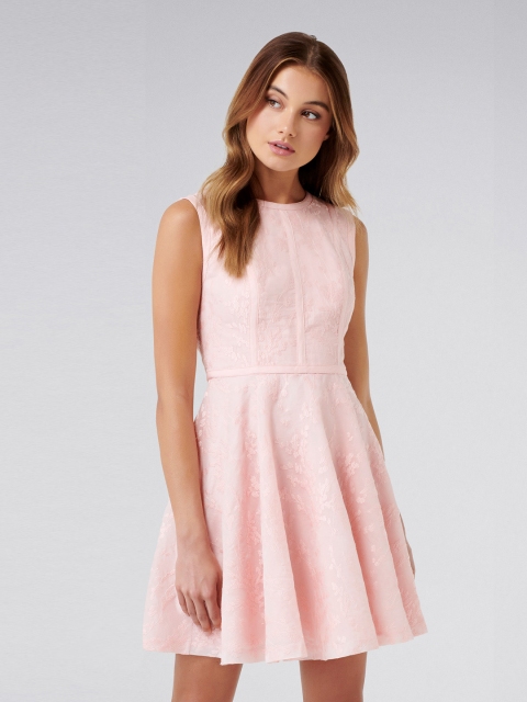

Forever New Women Pink Self Design Fit and Flare Dress