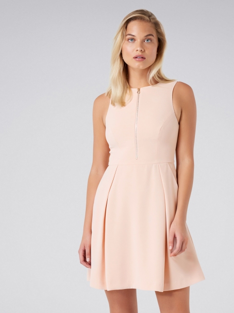 

Forever New Women Peach-Coloured Solid Fit and Flare Dress