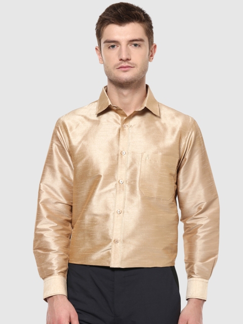 

Khoday Williams Men Gold-Toned Standard Regular Fit Solid Party Shirt
