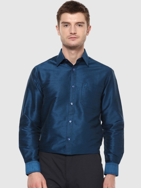 

Khoday Williams Men Teal Blue Standard Regular Fit Solid Party Shirt