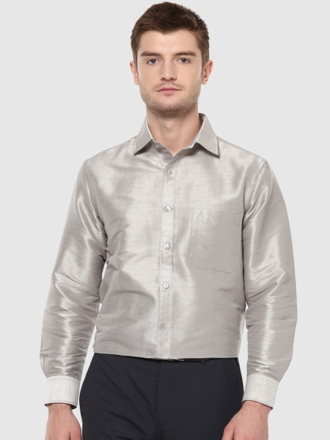 

Khoday Williams Men Silver-Toned Standard Regular Fit Solid Party Shirt