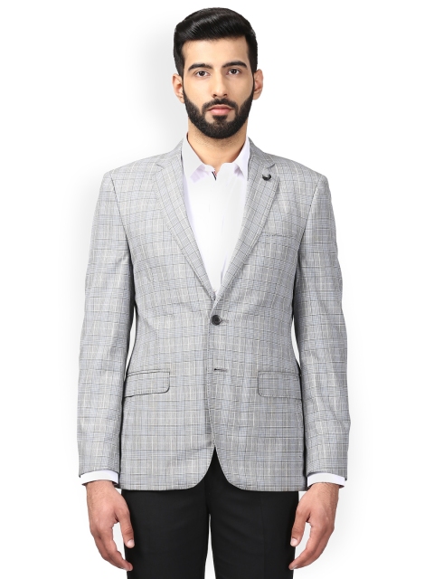 

Raymond Men Grey Checked Single-Breasted Formal Blazer