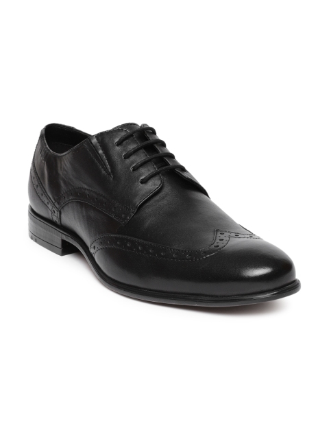 

Ruosh Men Black Work Semi Formal Leather Brogues