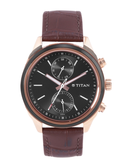 

Titan Men Black Dial & Brown Leather Straps Analogue Watch NL1733KL03